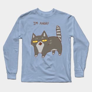 Funny gray cat is angry Long Sleeve T-Shirt